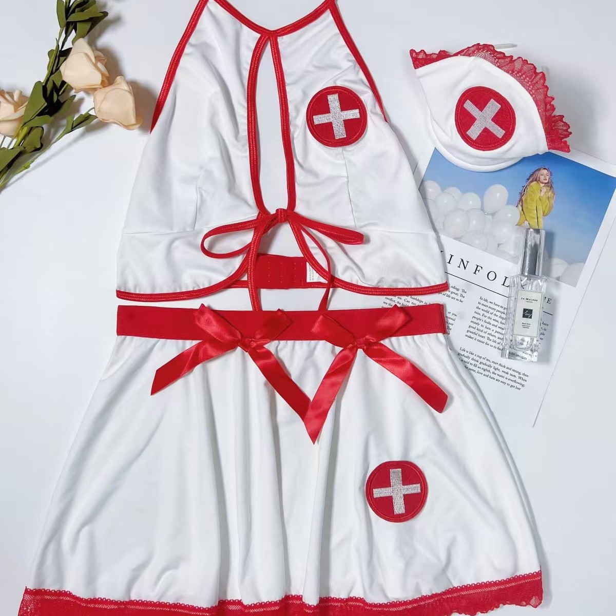 Cross-Border European and American New Women's Sexy Intimates Sexy Cut Out Role-Playing Nurse Uniform Sexy Suit Ozon