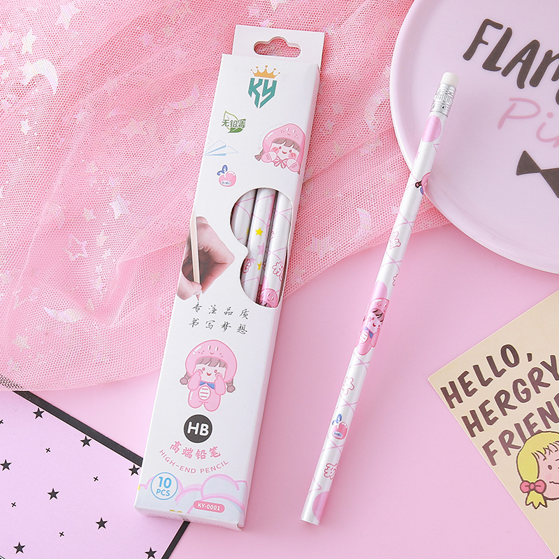 Lápices de caja de alto valor Papelería creativa Herramientas de escritura para estudiantes Práctica de caligrafía Lápiz de madera Lápiz triangular circular