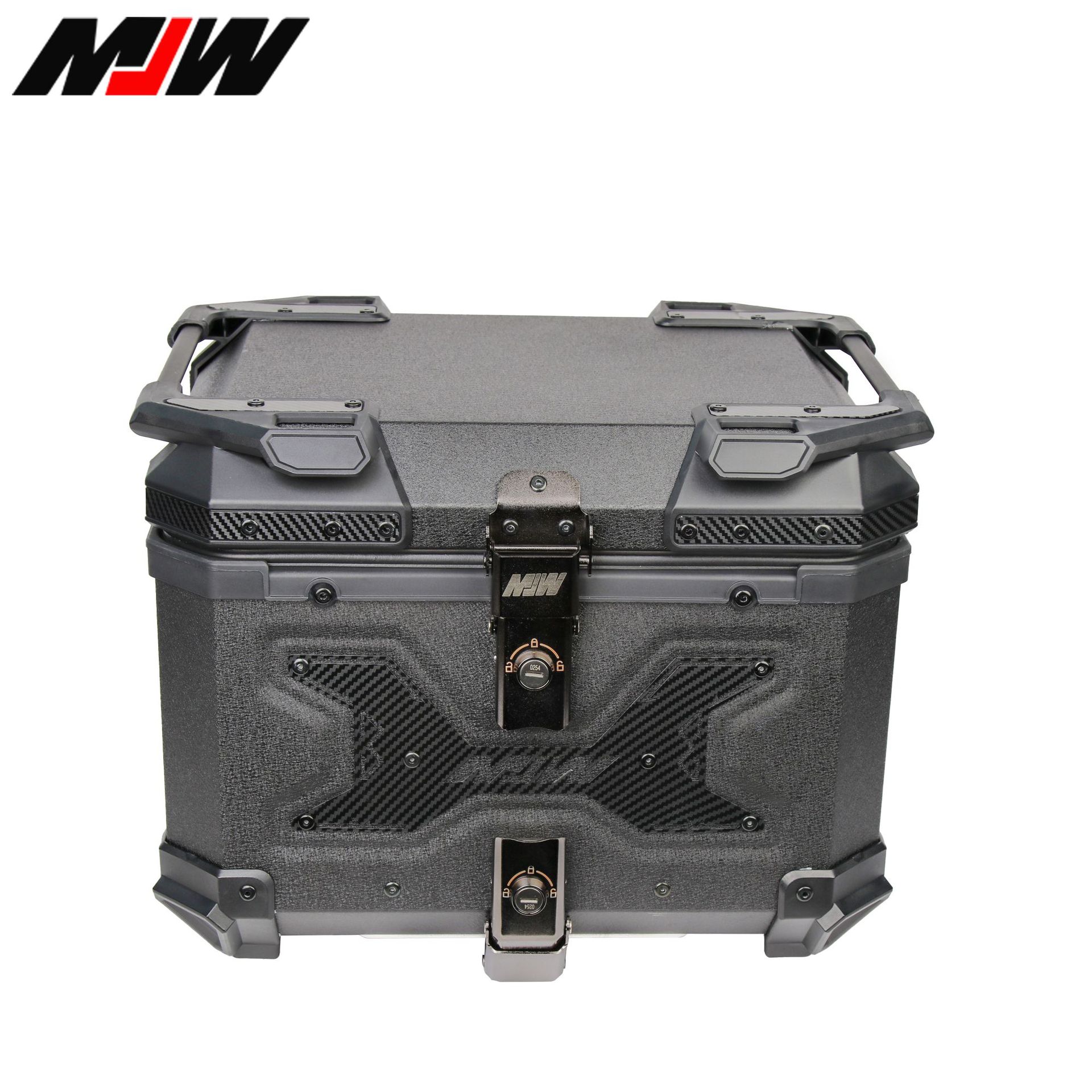 45L motocicleta de aleación de aluminio impermeable estampado negro caja trasera noveno ternero caída caja trasera coche eléctrico maletero