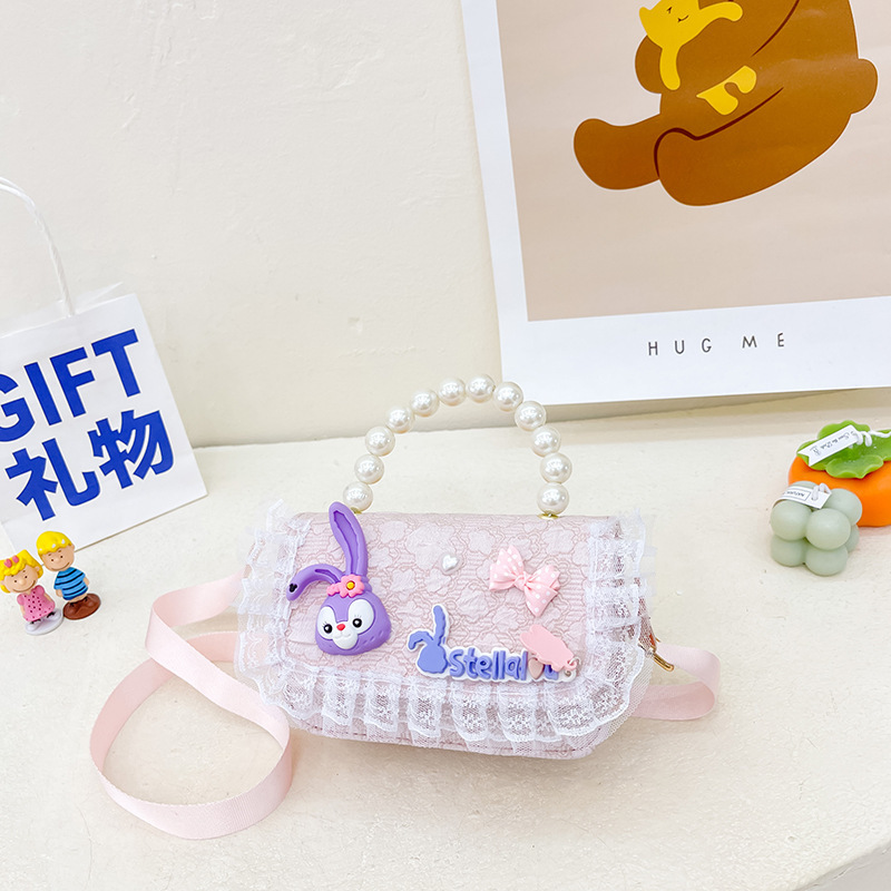 Bolso de los niños al por mayor bolsa de mensajero de las niñas bolso de perlas de moda de dibujos animados accesorios bolsa estrella Delu mochila