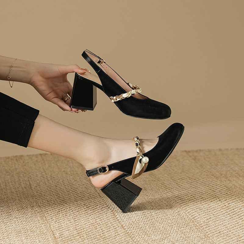 French Girl High Heels 2025 New Autumn Fairy Style Gentle Mid-Heel Thick Heel Square Toe Retro Mary Jane Shoes