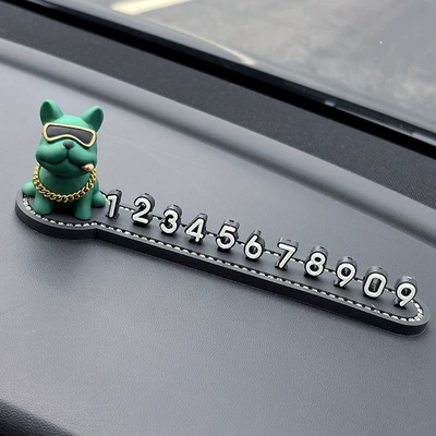 Nömrəli dayanma kartı Number Plate Cute Female - green-french-bulldog-three-dimensional-diamond-encrusted-parking-sign