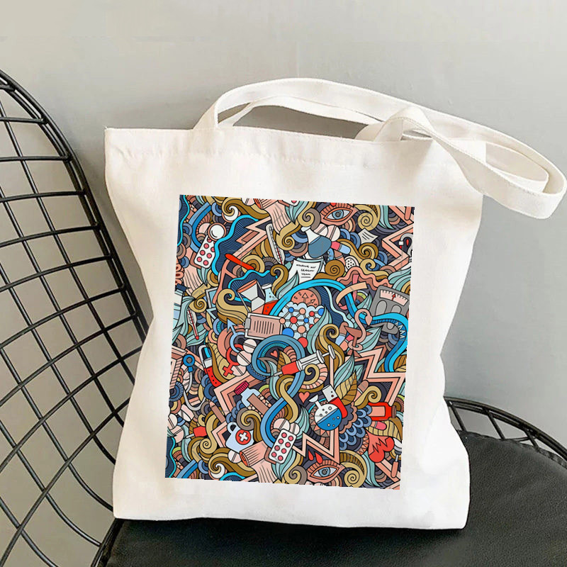 Comercio exterior transfronterizo Nursing Essentials impresa bolsa de lona Harjuku bolsa de hombro bolsa de mano bolsa de compras en stock