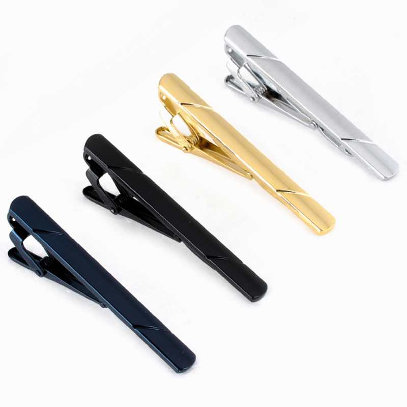 Set di gioielli nuovo fermacravatta in acciaio inossidabile lucidato a specchio da uomo semplice fermacravatta laser in twill da uomo_voghion.com