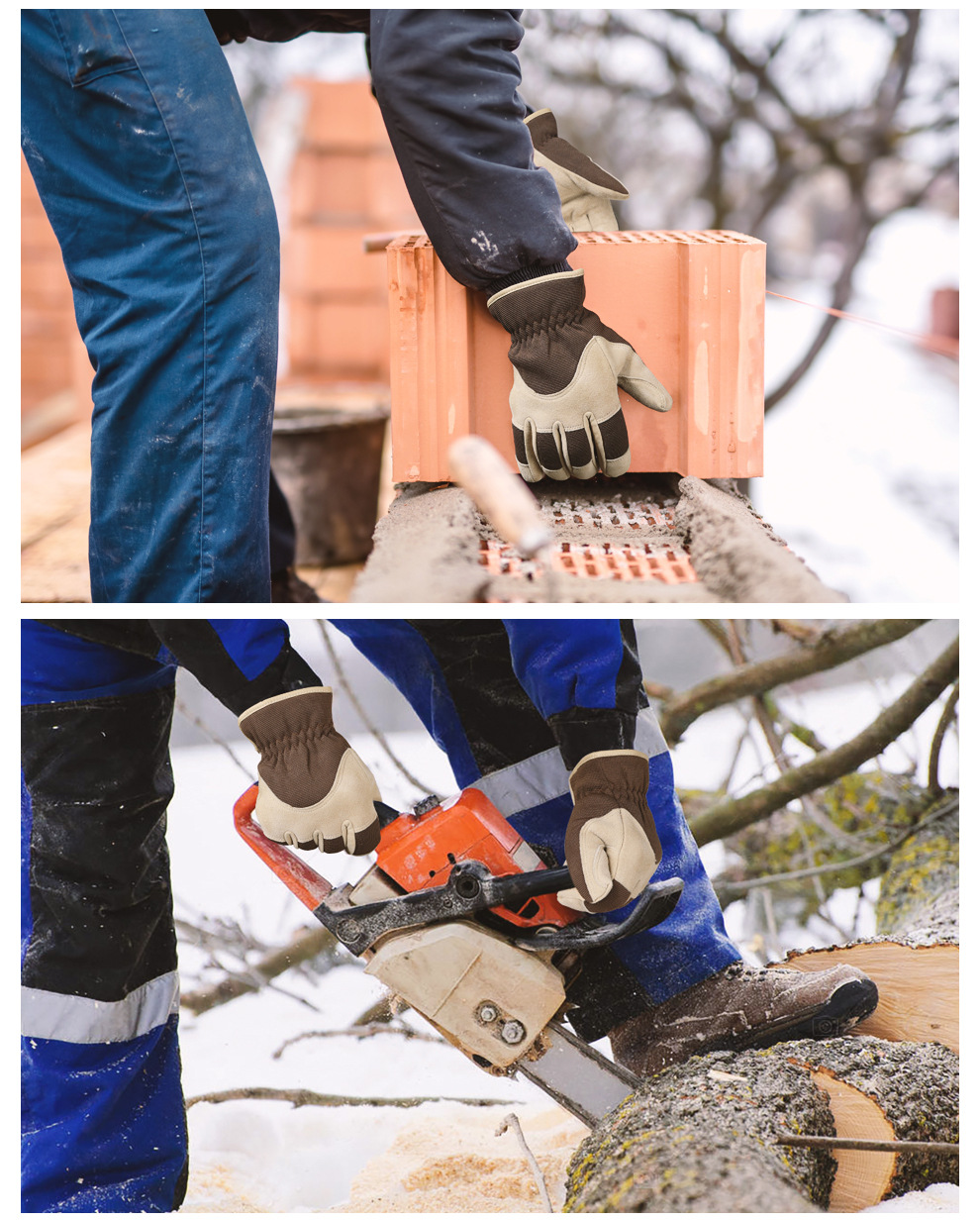 Winter deer skin with thickened velvet, anti slip, wear-resistant, cold resistant, and warm labor protection gloves for_voghion.com