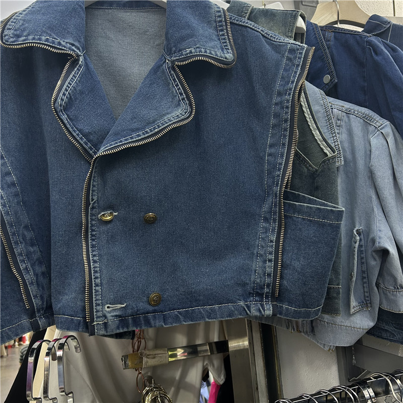 Retro cremallera vaqueros abrazadera de caballo chaqueta de primavera 2024 nuevo corto suelto sin mangas chaleco de moda image 4