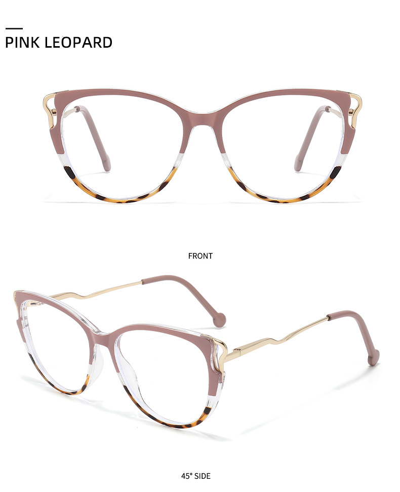 Lunettes rétro œil de chat anti-lumière bleue, monture haut de gamme, unisexe, cerclées en métal, pour hommes et femmes._voghion.com
