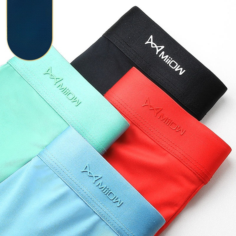 Cat + Human Ice Silk Ultra-Thin Men's Underwear Breathable Men's Boxer Briefs Antibacterial Underpants Comfortable Solid Color Four-Corner Shorts Cat + Human Ice Silk Ultra-Thin Men's Underwear Breathable Men's Boxer Briefs Antibacterial Underpants Comfortable Solid Color Four-Corner Shorts