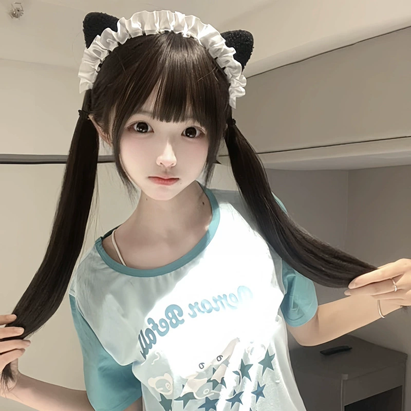 Кружевная повязка на голову для горничной с изображением кота, женская милая мягкая головная повязка в стиле Лолиты для девочек, аксессуары в стиле Лолиты, милые и милые аксессуары для волос