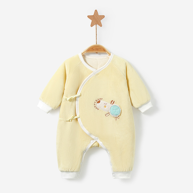 Ropa de bebé recién nacido para otoño e invierno, mono cálido de una pieza con relleno de algodón para niños y niñas, traje de gateo estilo monje, conjunto de otoño para bebé.