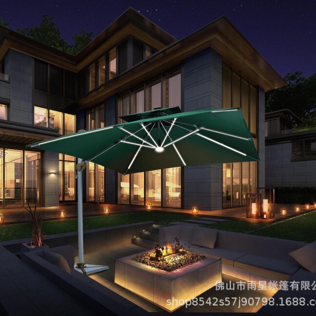 Outdoor Parasol Garden Umbrella Garden Advertising Beach Umbrella Leisure Sun Umbrella Solar Lights LED Roman Umbrella