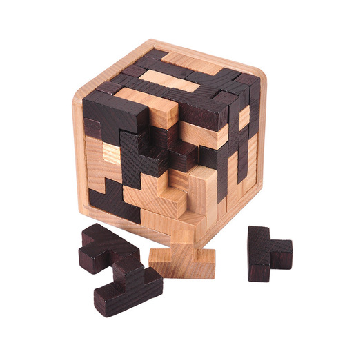 54t Magic Dou Cube Decompression Unlock 54L Building Block Kong Ming Lock Children's Intellectual Toy Wooden Luban Lock Hot Selling