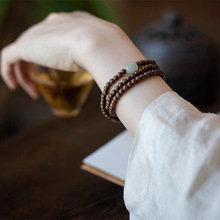 女款金丝南木多圈手链和田玉石三圈手链6mm圆珠文玩手链民族风