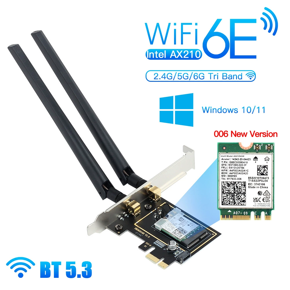 AX210 беспроводная сетевая карта для настольного компьютера WiFi 6E игровая карта двойной частоты Bluetooth wifi приемник