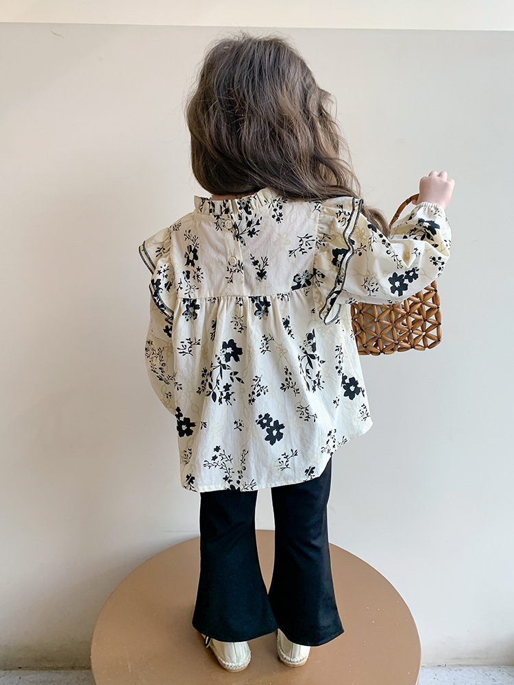 Camisas de niñas de flores extranjeras camisa de manga larga primavera y otoño 2025 nueva ropa de primavera chaqueta infantil ropa de primavera para niños