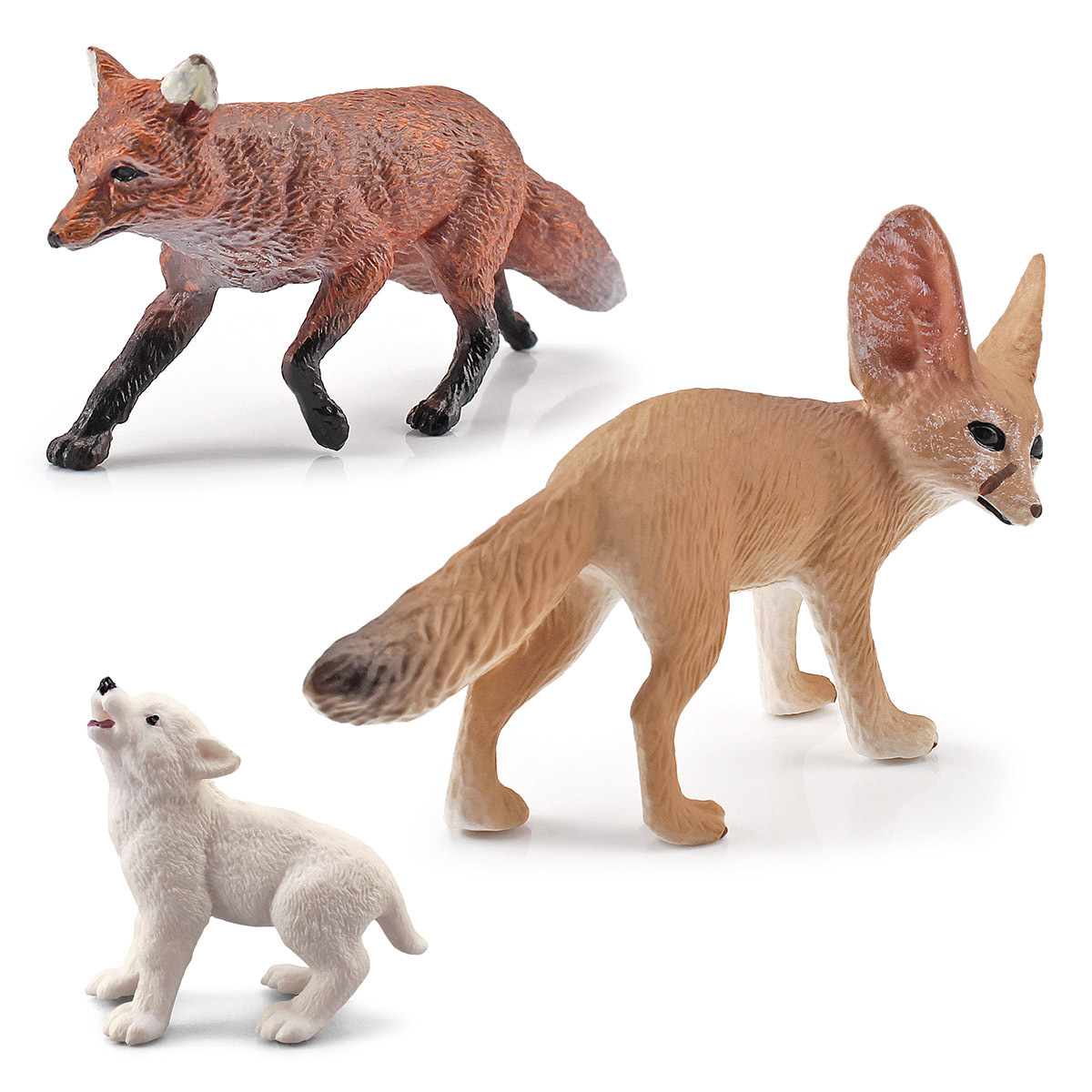Simulación bosque modelo animal aurícula estática zorro blanco joven Lobo Cerda decoración de escritorio juguetes cognitivos exportación transfronteriza