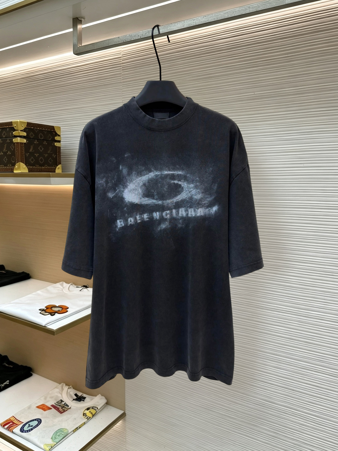 Camiseta de Manga Corta de Algodón 100% con Logo Difuminado para Hombre y Mujer