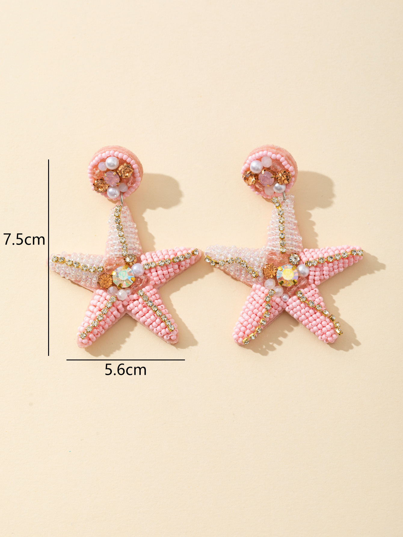 Women's Gender 1 Pair IG Style Marine Style Starfish Shell Beaded Inlay Glass Rhinestones Drop Earrings Ear Studs