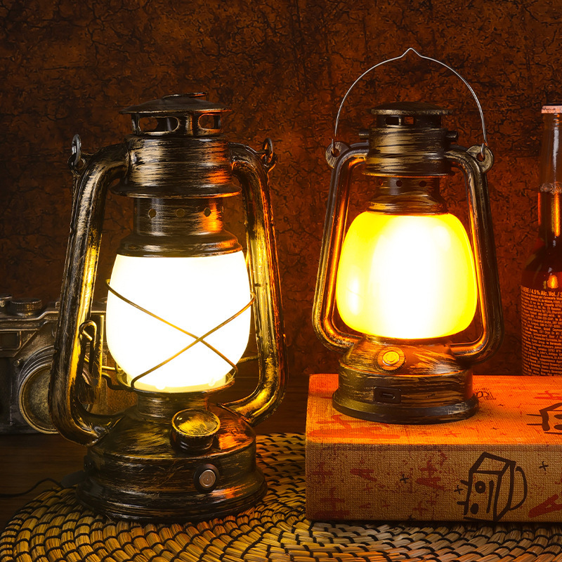 TikTok Explosions Camping Lamp Atmosphere Lamp Flame Camping Lamp Tent Retro Horse Lamp Outdoor Handlamp Gift