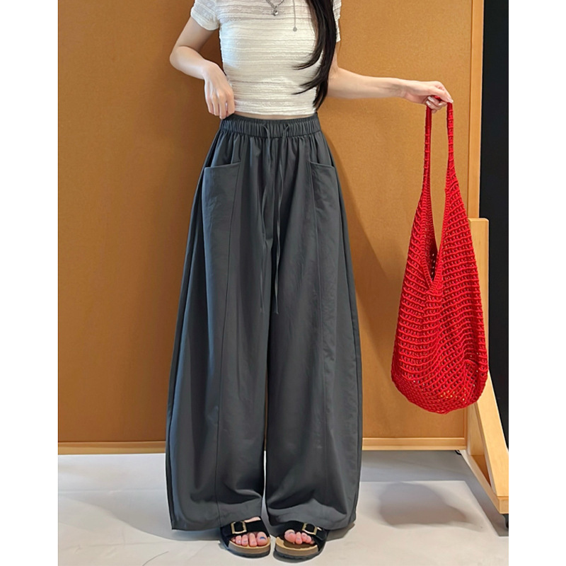 Blue High-Waisted Breathable Casual Pants 2026 New Summer Thin Straight Wide-Leg Loose Lazy Style Air-Conditioning Pants