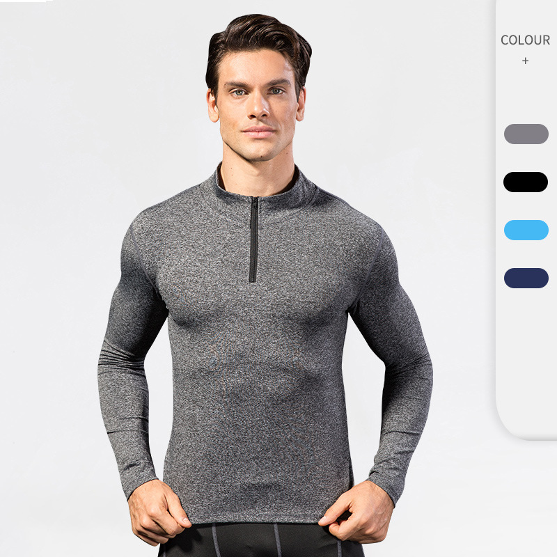 Men's Autumn and Winter Sports Sweatshirt Fitness Running Training Long-Sleeved Half-Zip Elastic Quick-Drying Stand-Up Collar Sweatshirt 9004 Men's Autumn and Winter Sports Sweatshirt Fitness Running Training Long-Sleeved Half-Zip Elastic Quick-Drying Stand-Up Collar Sweatshirt 9004