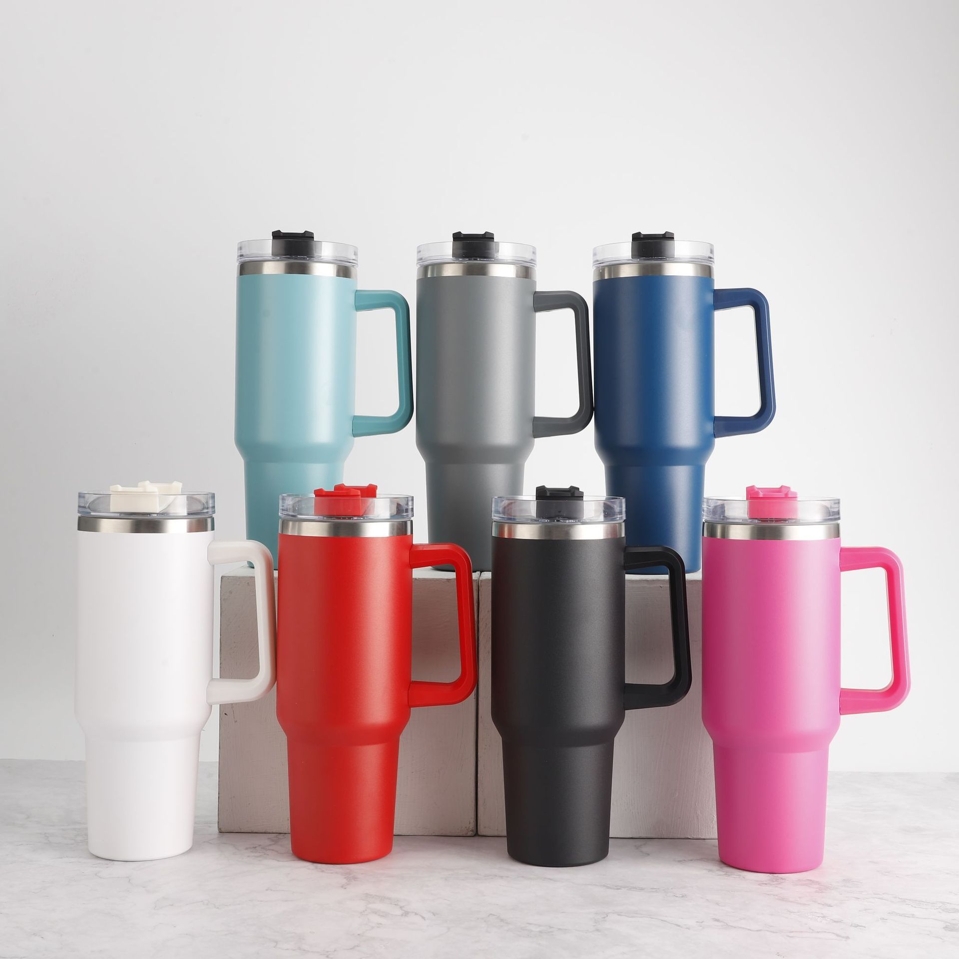 Transfronterizo 40oz mango taza de helado 304 taza de vacío de acero inoxidable aislamiento frío con paja taza de café taza de coche al por mayor