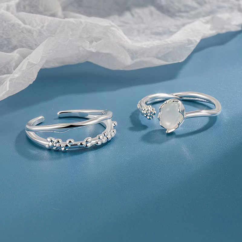 10g Weight Moonstone Inlay Material Open Rings Classification Adjustable Ring Size 1 Piece Quantity Daily, Party Occasion Metal Material Geometric Pattern Women's Gender Inlay Design Simple Style Style Simple Style Geometric Metal Inlay Moonstone Women's Open Rings 无