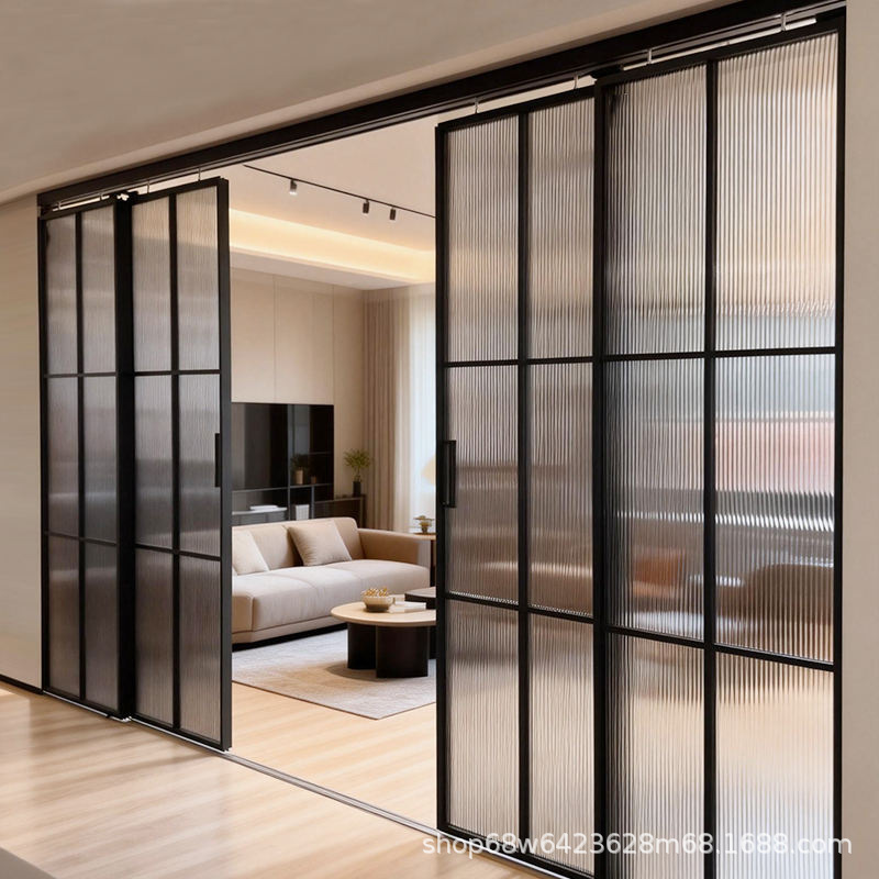 French-Style Frame 8mm Glass Door Interior Factory Price Residential Kitchen Black Retractable Soft-Close Aluminum Sliding Door French-Style Frame 8mm Glass Door Interior Factory Price Residential Kitchen Black Retractable Soft-Close Aluminum Sliding Door