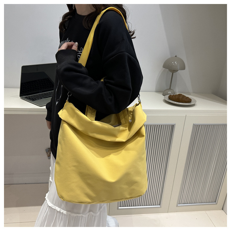 New casual nylon fashion solid color 2024 large-capacity solid color tote canvas crossbody single-shoulder hand-held Tote bag undefined