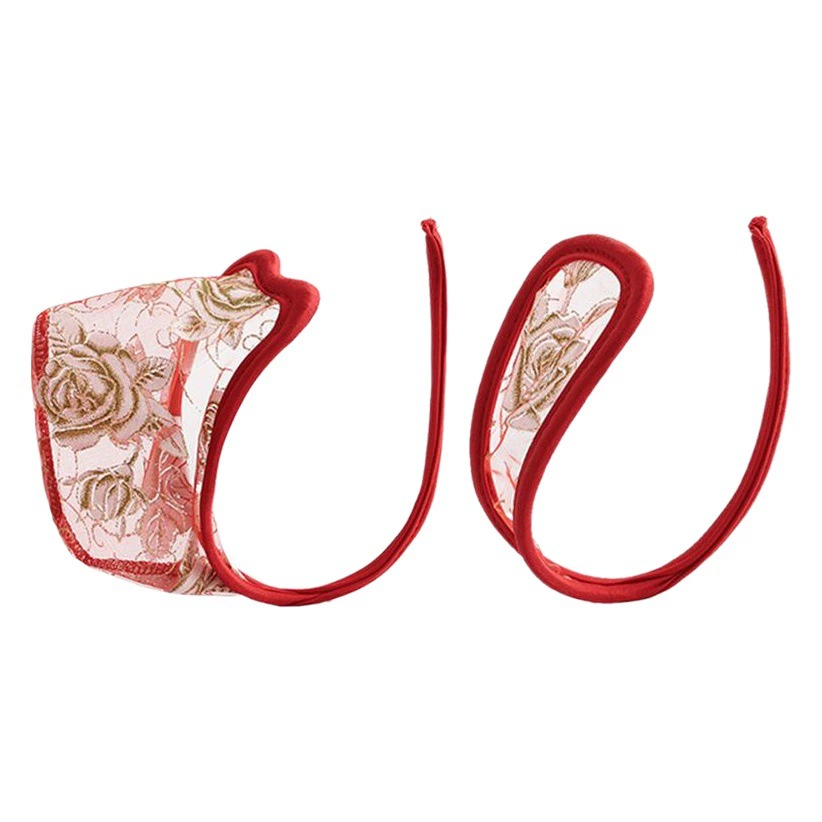 Комплект сексуального белья Cherry Temptation: кружевные трусики-стринги с открытой задницей и прозрачным кружевом для пар