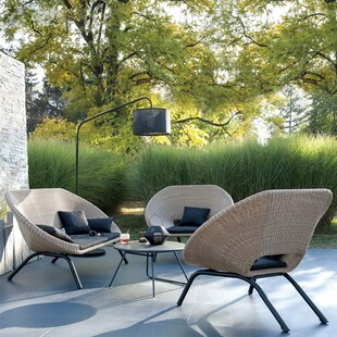 Scandinavian Outdoor Table and Chair Courtyard Rattan Chair Comfortable Three-Piece Balcony Combination Rest Garden Resort Sofa Furniture