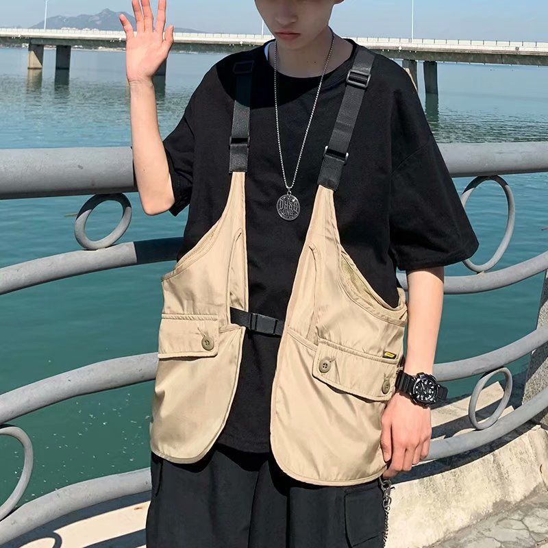 Retro fashion brand sleeveless vest vest men's and women's Japanese multi-pocket workwear reporter director jacket men Retro fashion brand sleeveless vest vest men's and women's Japanese multi-pocket workwear reporter director jacket men