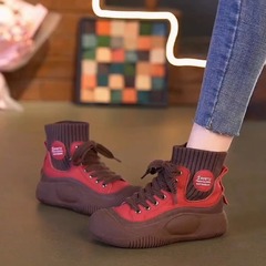 2023秋季真皮英倫風復古中幫休閒鞋女丑萌大頭時尚透氣短靴女鞋潮