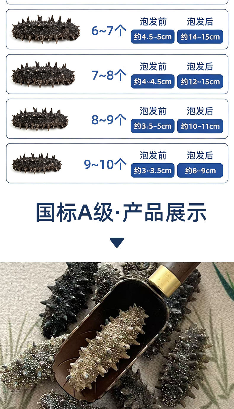 Dalian Lightly Dried Sea Cucumber 8 Year Liaoning Dried Sea Cucumber 50g Gift Box quality and texture