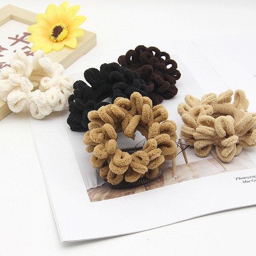 New plush high-elastic towel ring milk tea wide-brimmed hair tie colorful hair tie ball scalp tendon headband
