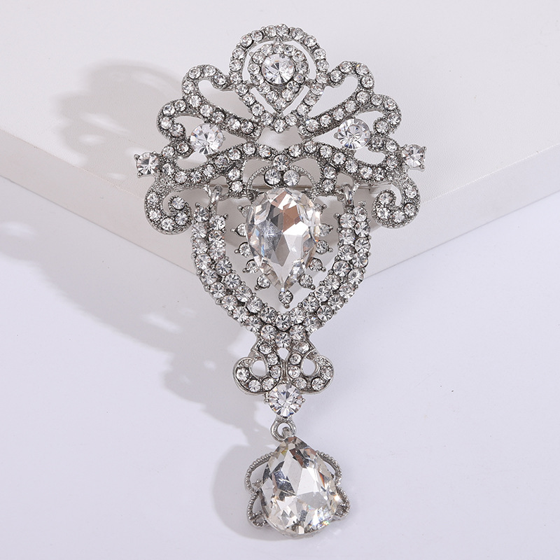 Broche de pingente com strass retrô criativo para comércio exterior transfronteiriço europeu e americano, corsage feminino de alta qualidade._voghion.com