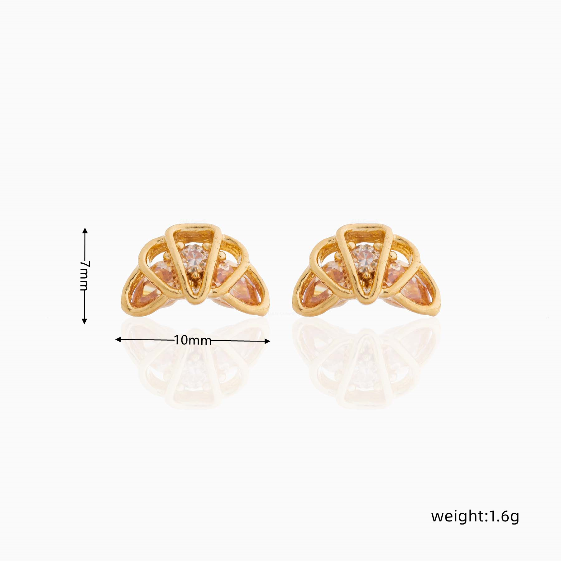 Fashion Geometric Coke Hamburger Brass Inlaid Zircon Ear Studs 1 Pair
