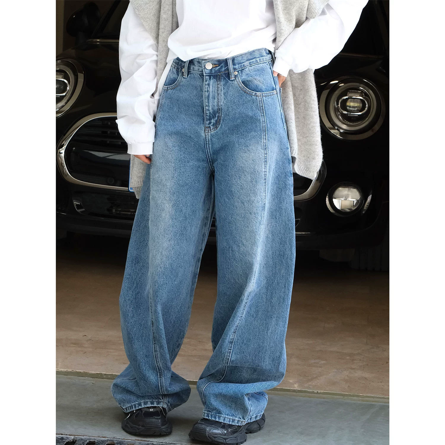 Lu Fu осенние и зимние новые американские ретро изогнутые сшитые джинсы с высокой талией и широкими ногами тонкие повседневные брюки женщины