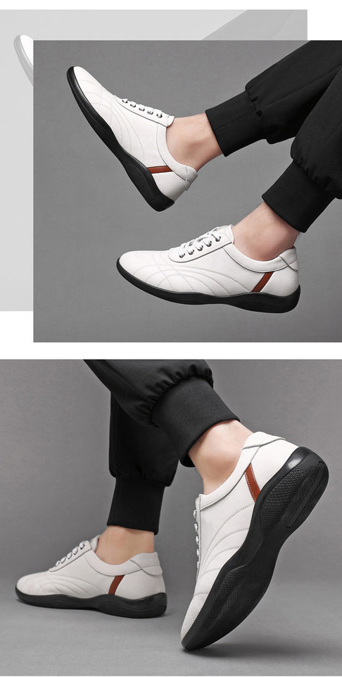 Giày thể thao nam da bò thoáng khí, giày lười đa năng phong cách casual, đế cao 2,5 cm — GX2385 màu trắng, GX2385 màu xám, GX2385 màu đen chi tiết 16