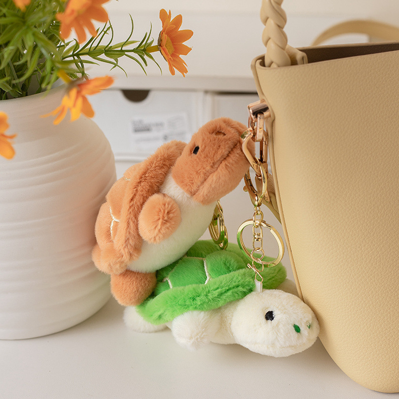 Cute pequeño tortuga colgante llavero tortuga verde bolsos colgantes juguetes de peluche dibujos animados muñecas de animales