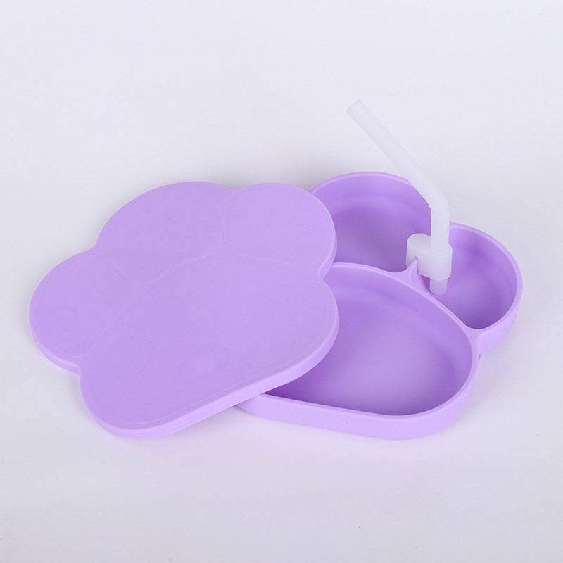 보라색 접시 + 보라색 뚜껑 + 빨대 + 클립