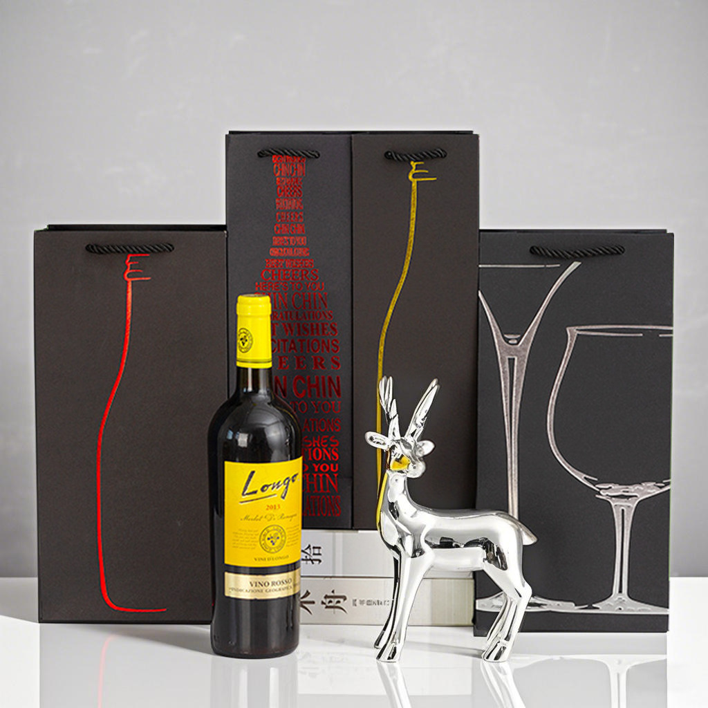 红酒纸袋现货单双支红酒手提袋葡萄酒包装纸袋子红酒袋批发