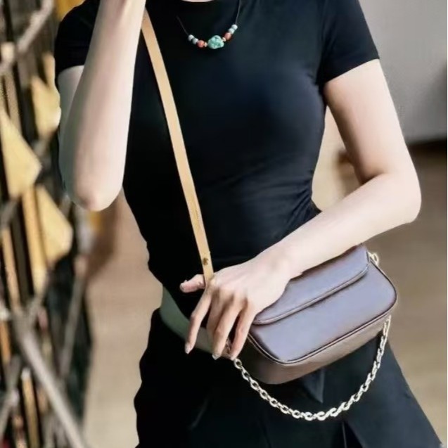 Lujia Guang バッグ新しいアイビーオールドフラワーレディースバッグ本革チェーン携帯電話麻雀バッグ脇の下ショルダークロスボディバッグ|undefined