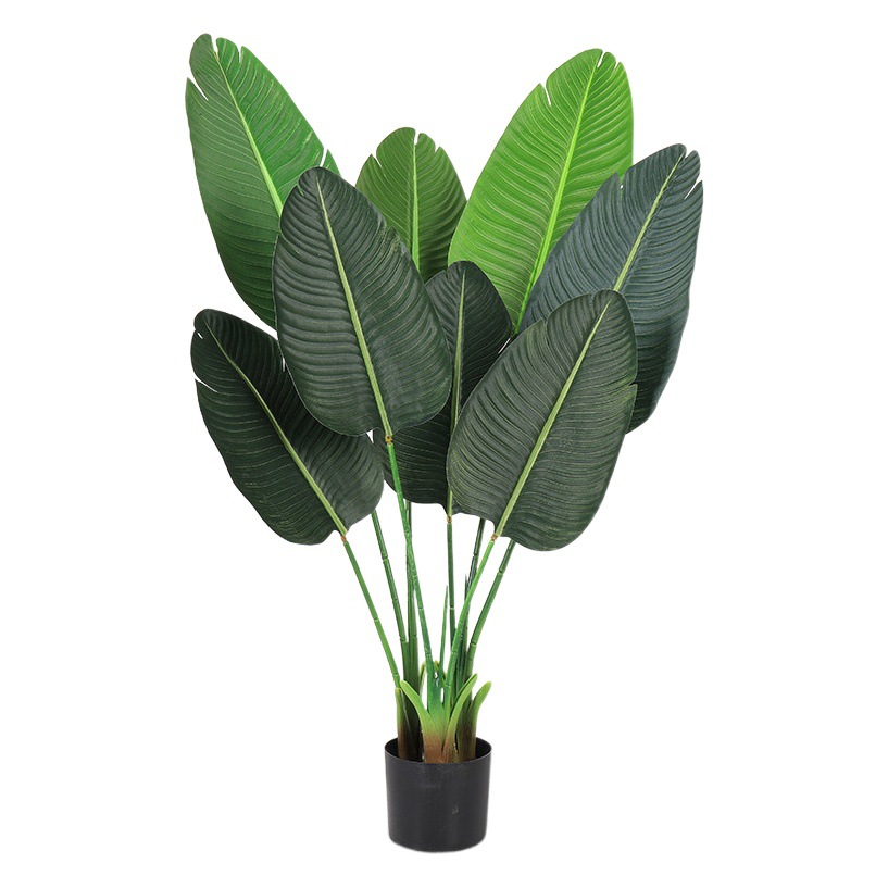 Planta verde artificial bonsai interior gran planta decoración fábrica al por mayor paraíso pájaro plátano decoración paisaje bonsai
