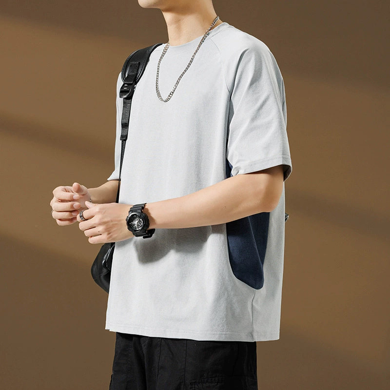 Американская ретро-контрастная футболка с коротким рукавом с круглым вырезом