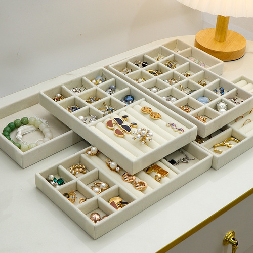 Drawer Divided Jewelry Box Decorative Divided Built-in Tray Dressing Table Earrings Studs Necklaces Rings Organizer 
