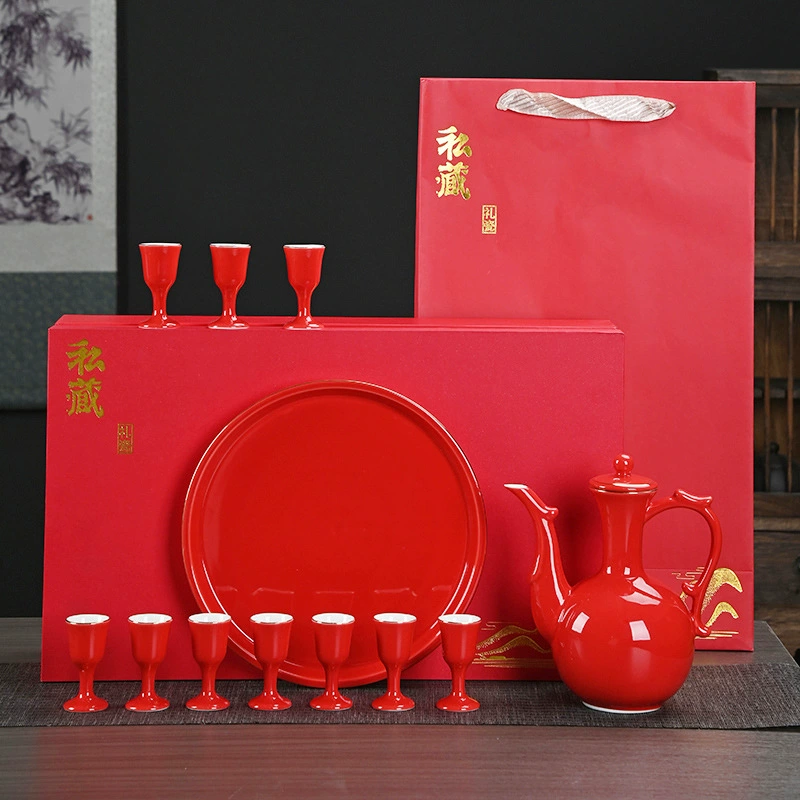 11-головый белый бокал для вина Домашний горячий горшок для вина Набор подарочной коробки с 8-дюймовой тарелкой керамический бокал для вина