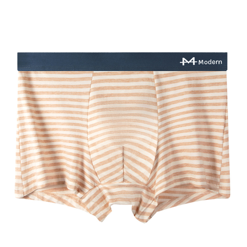 Ropa interior de hombre de algodón de color natural, pantalones cuadrangulares a rayas, entrepierna interior antibacteriana, ropa interior de algodón puro para niños, pantalones cortos para jóvenes estudiantes, cabeza