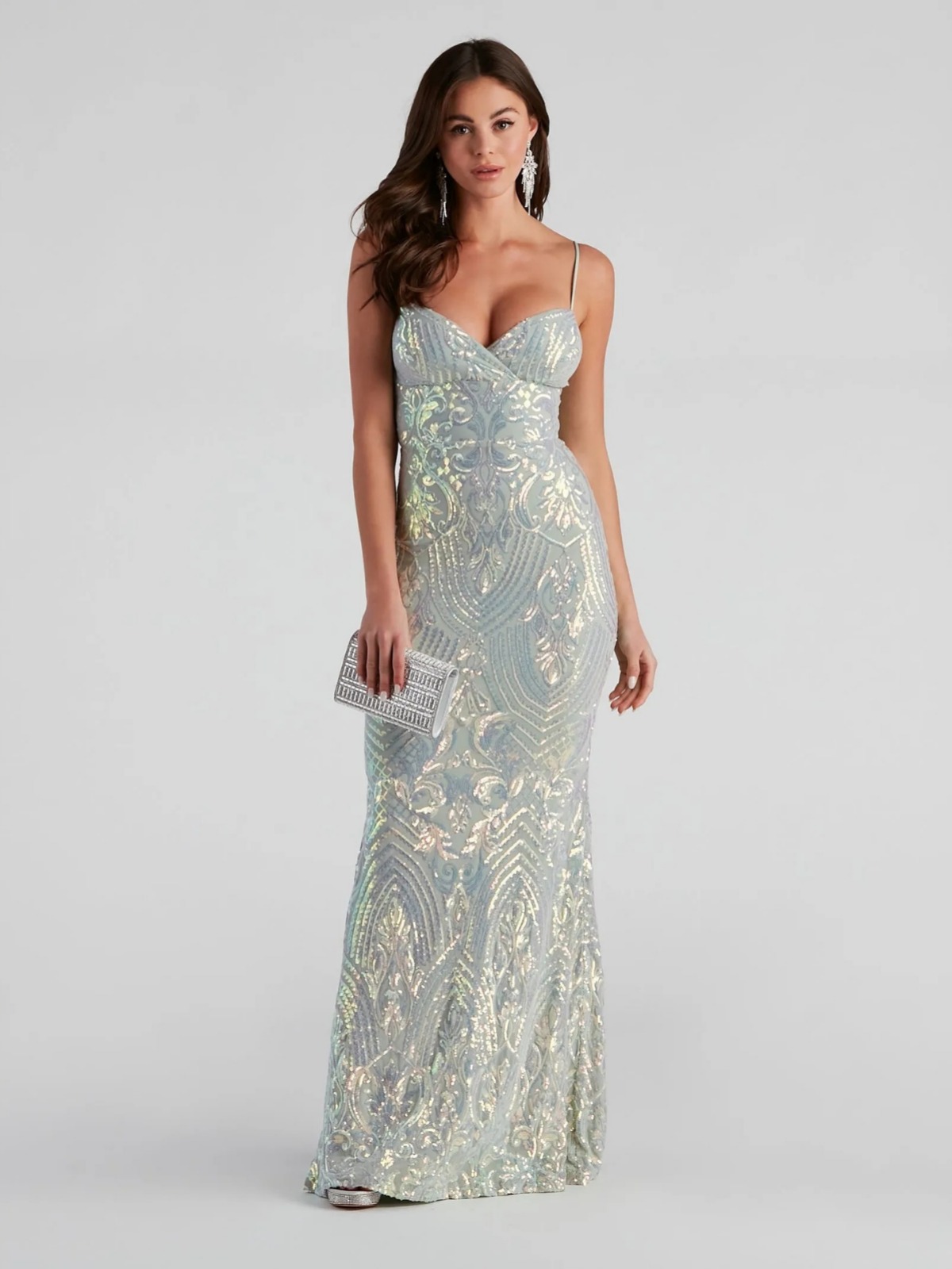 Vestido de noche de piso con lentejuelas con cuello en V sexy europeo y americano transfronterizo, vestido de fiesta de banquete de temperamento elegante, ropa de mujer image 5