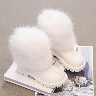 Z 15936 Girl's Fur Trim Boots Ůͯëëѥ �W���羳���R�d
